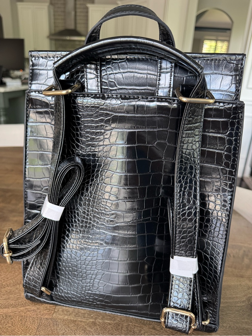 ASOS Black Croc-Embossed Backpack - Picture 4 of 5